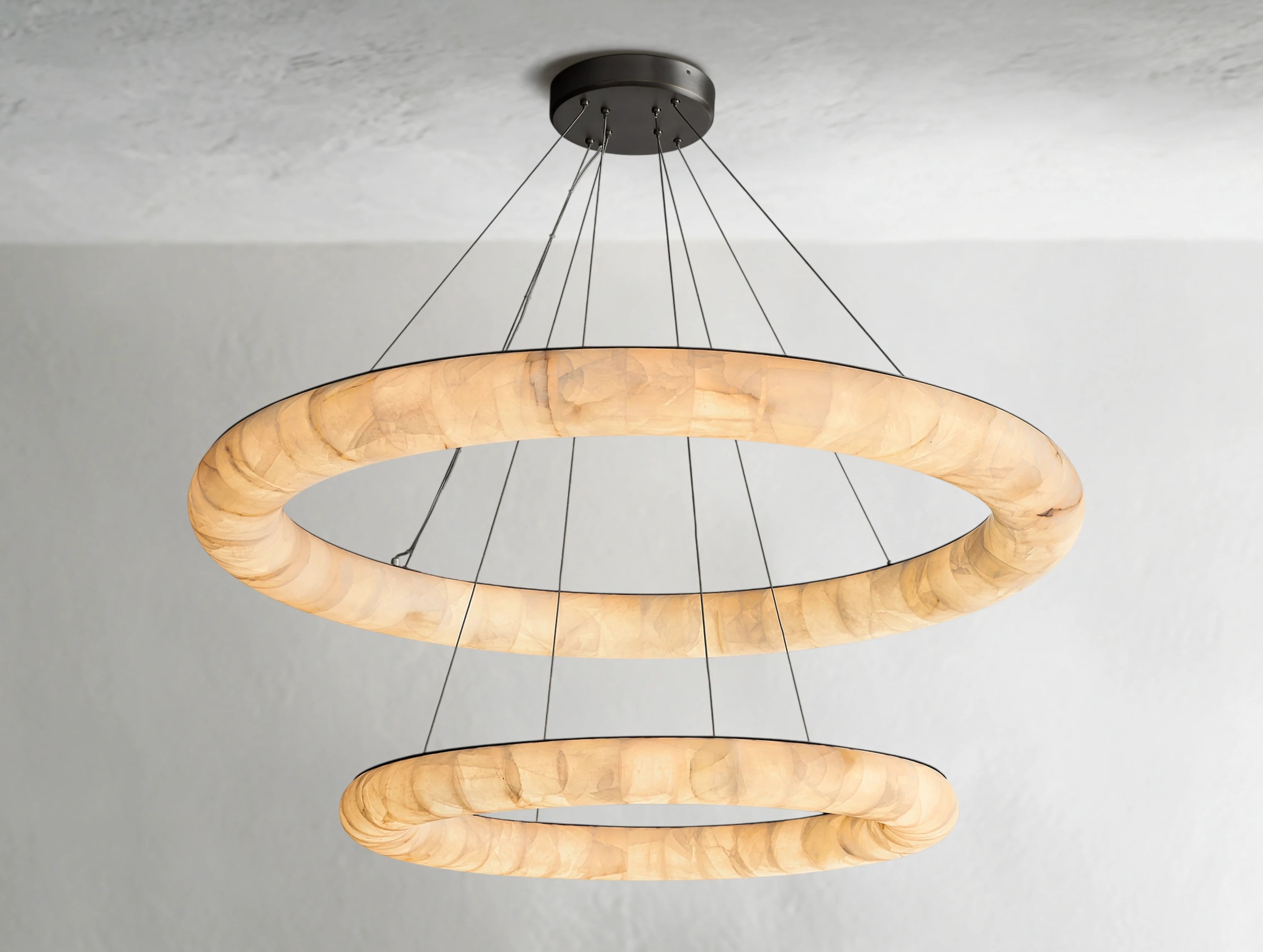 Hamary Two-Tiered Round Alabaster Chandelier ARDENEL
