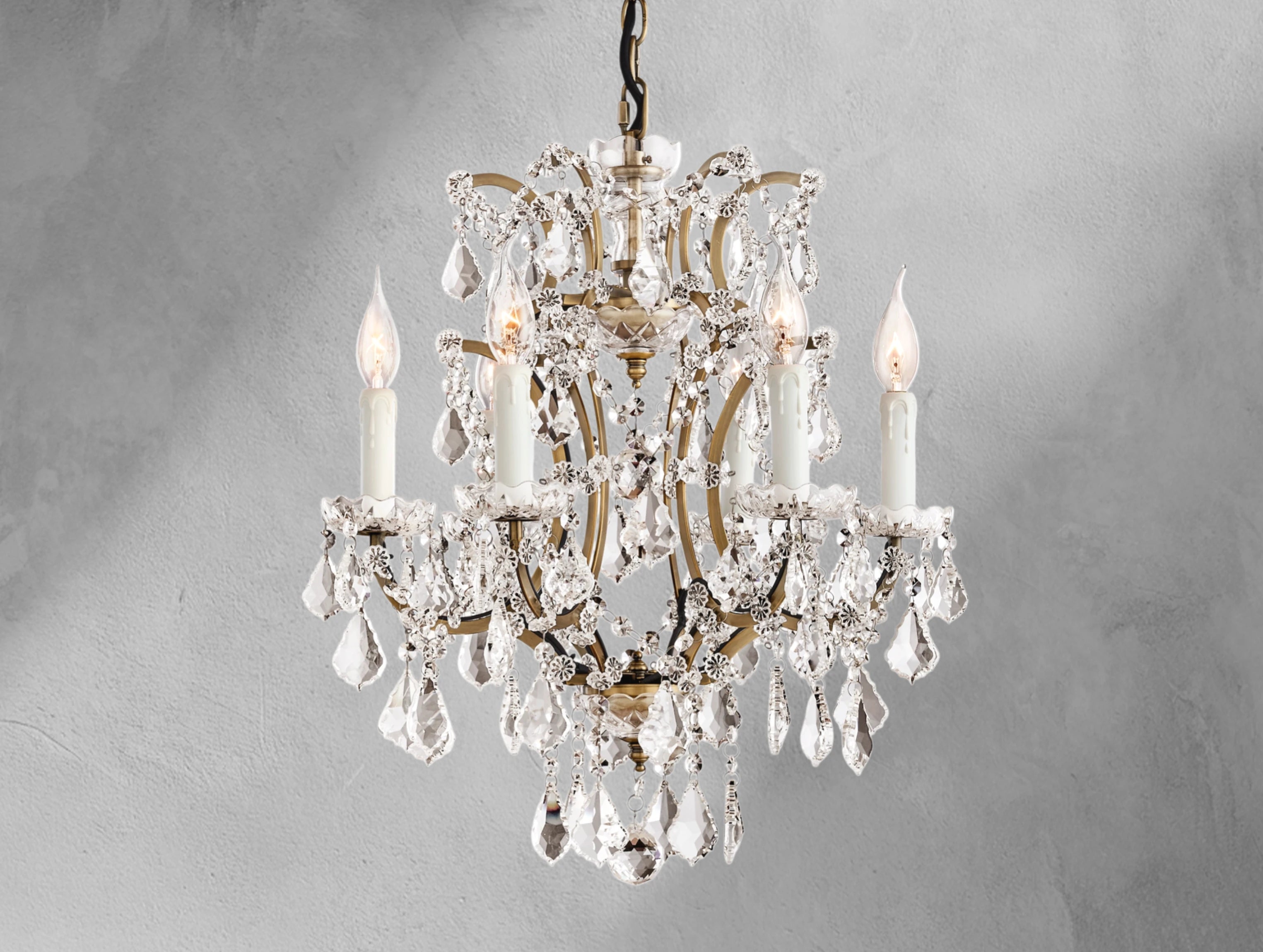 Rocaco Iron & Crystal Round Chandelier