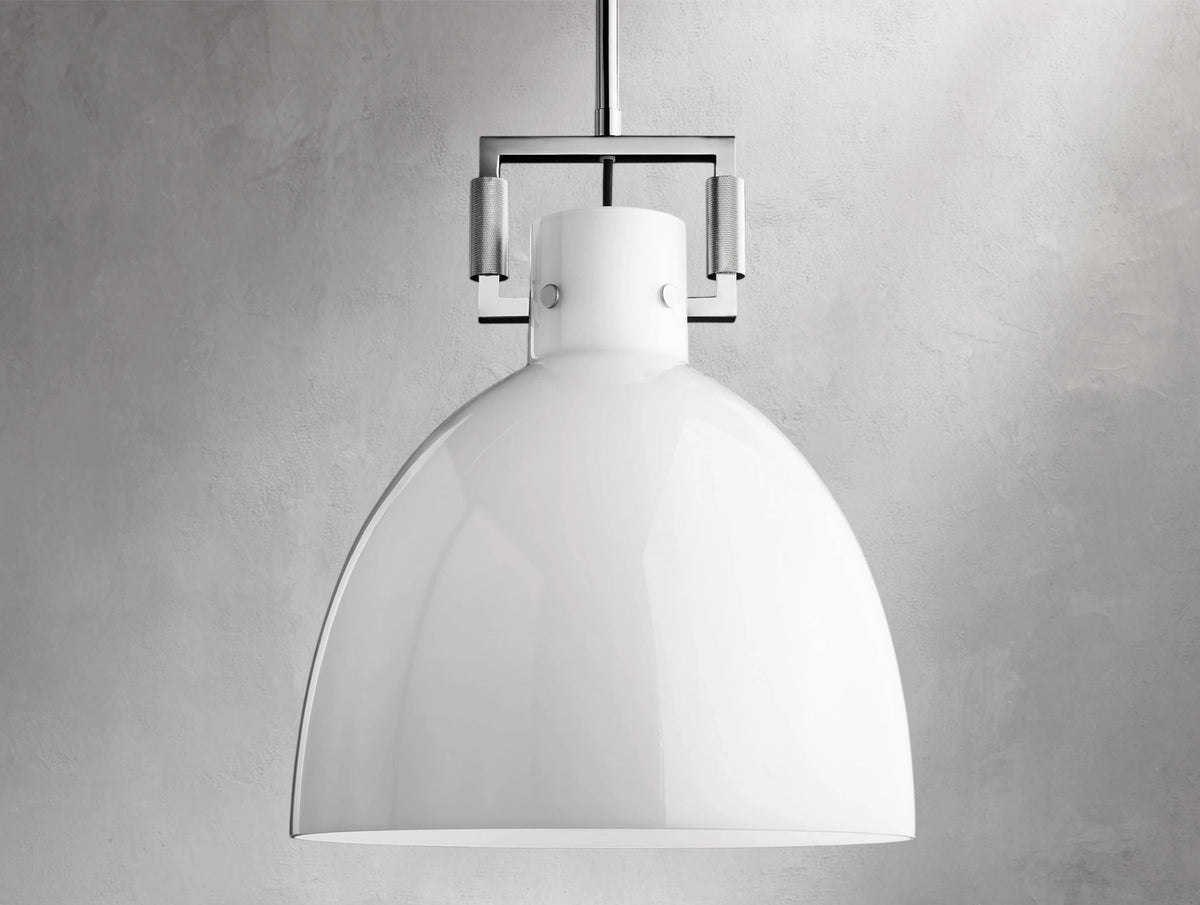 Mechanic Milk Glass Cloche Pendant ARDENEL