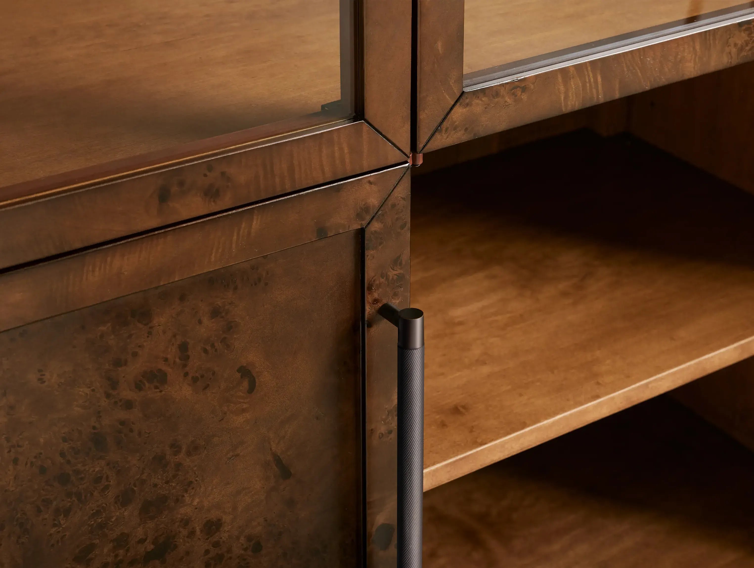 Hottiy Burl Glass Cabinet