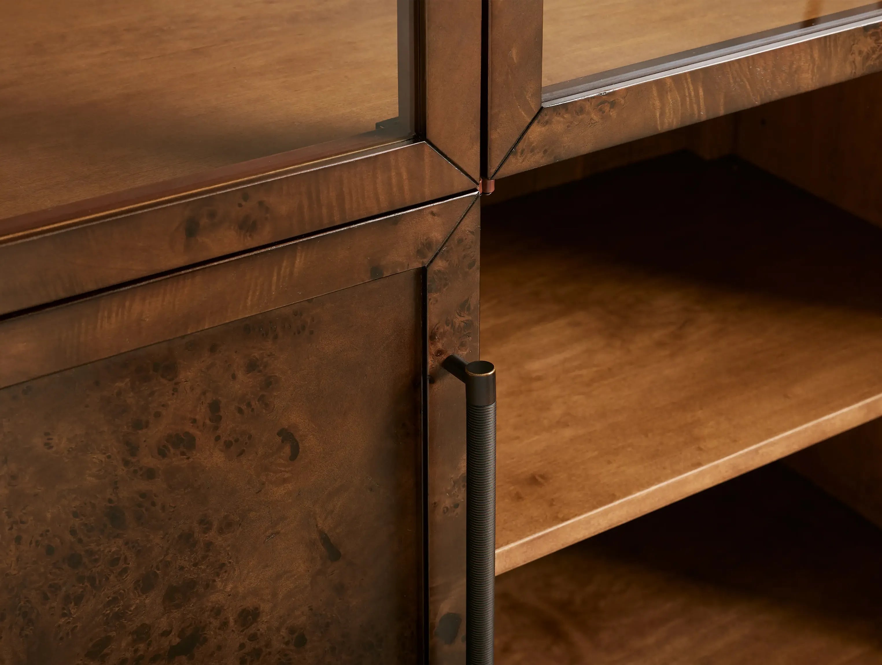 Hottiy Burl Glass Cabinet