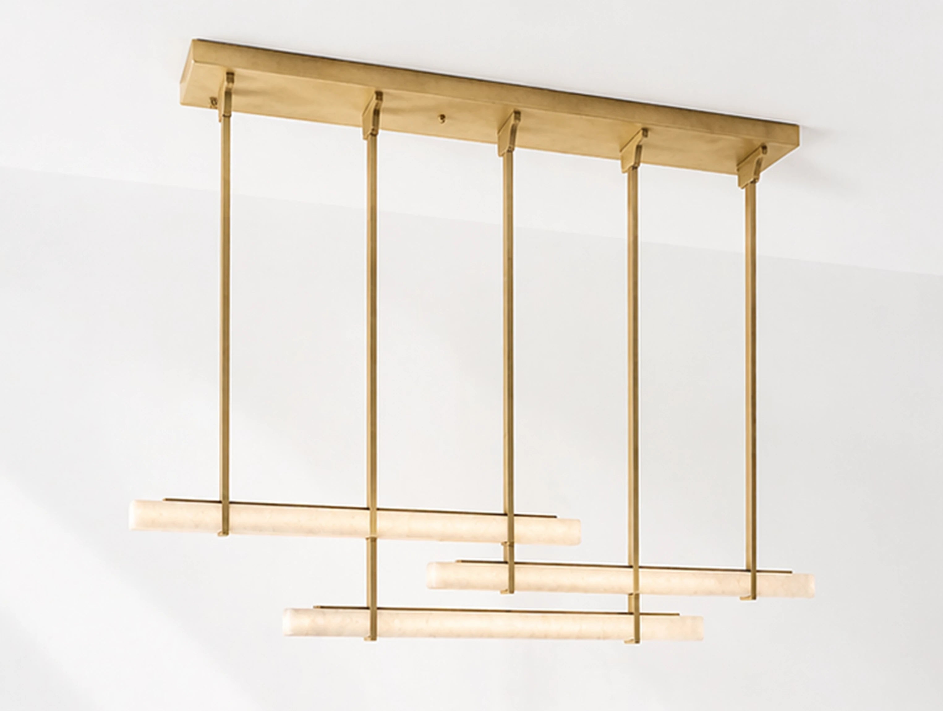Ardubon Alabaster Triple Bar Linear Chandelier