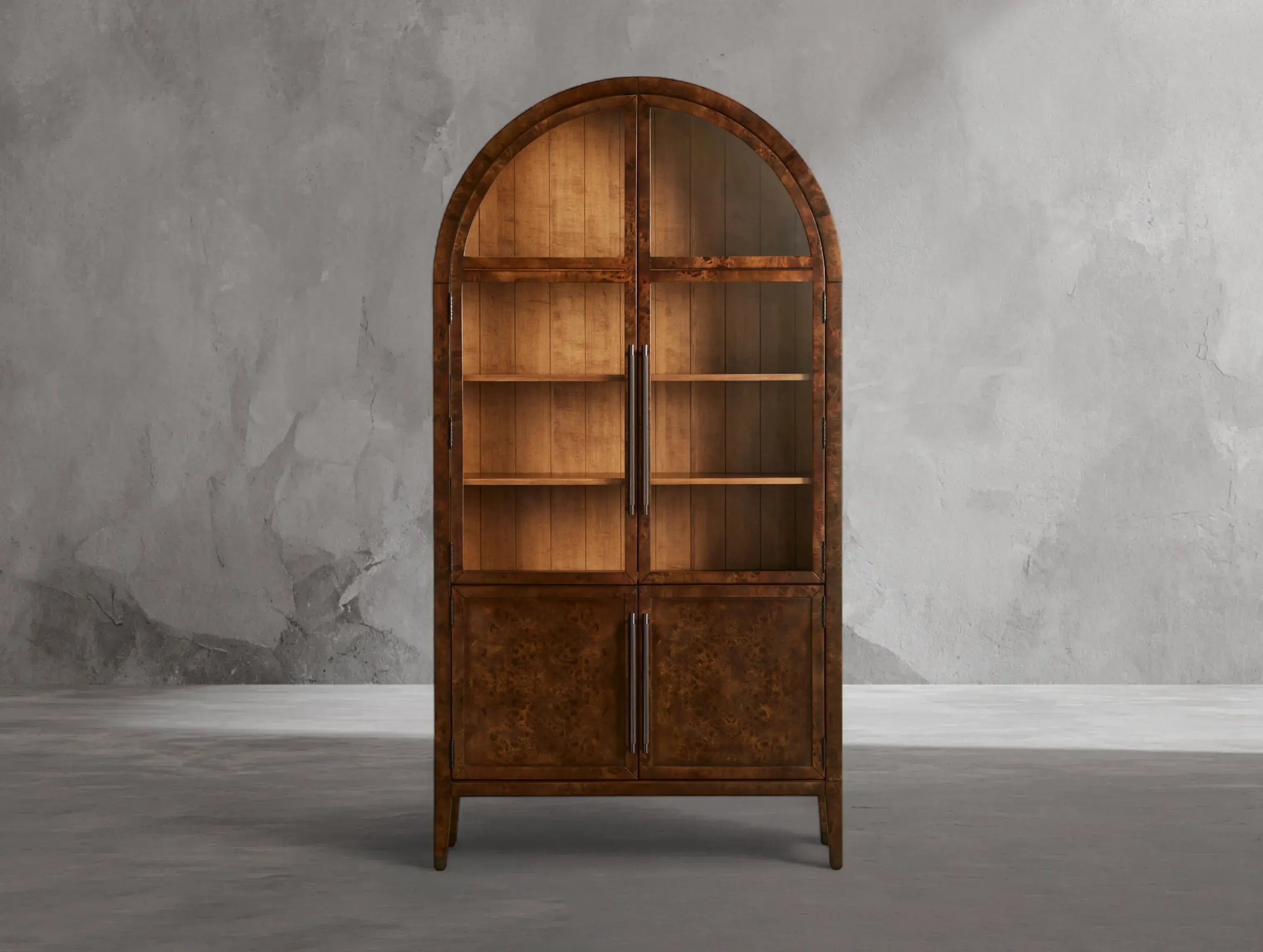 Hottiy Burl Glass Display Cabinet - LED