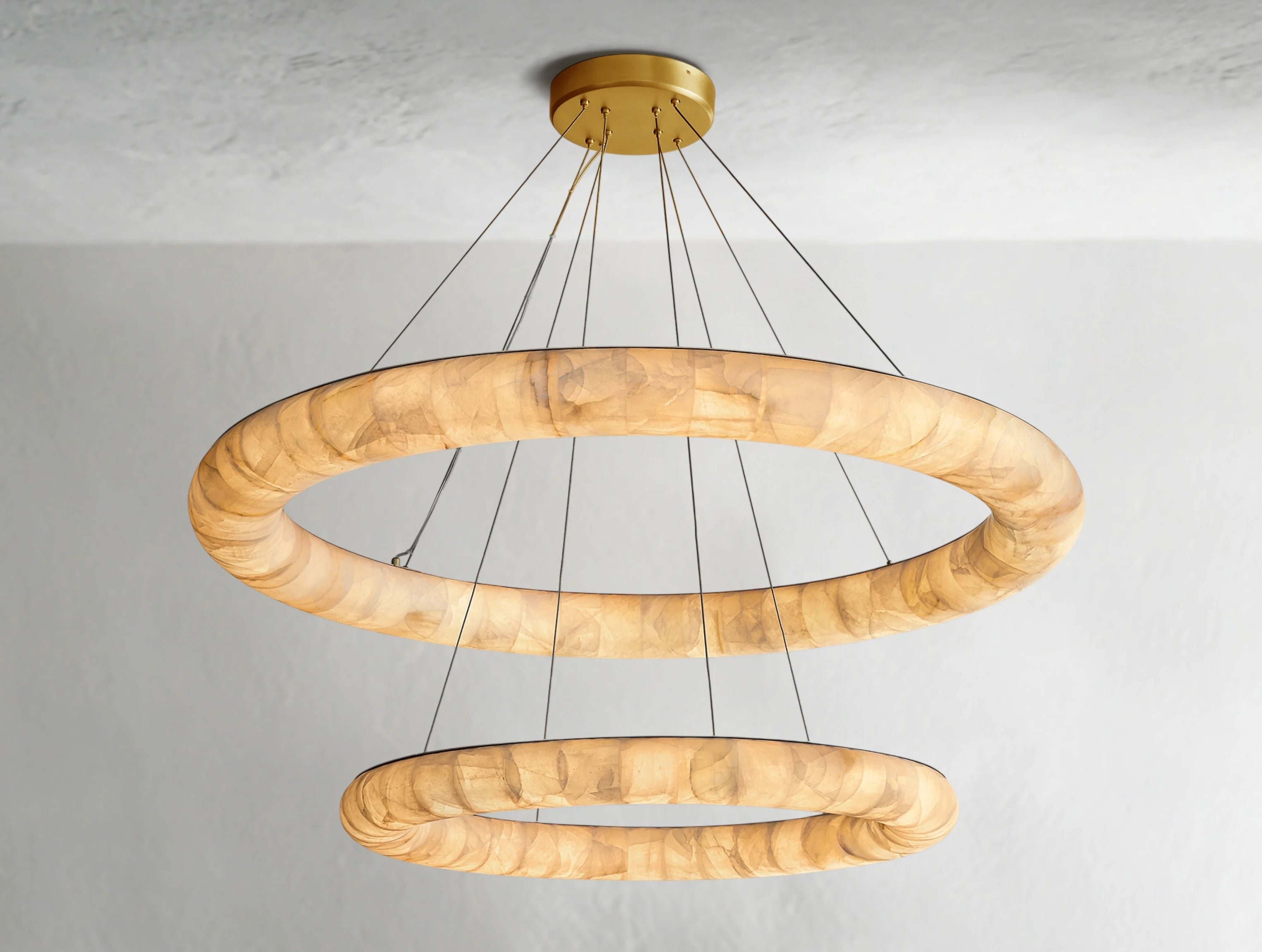 Hamary Two-Tiered Round Alabaster Chandelier