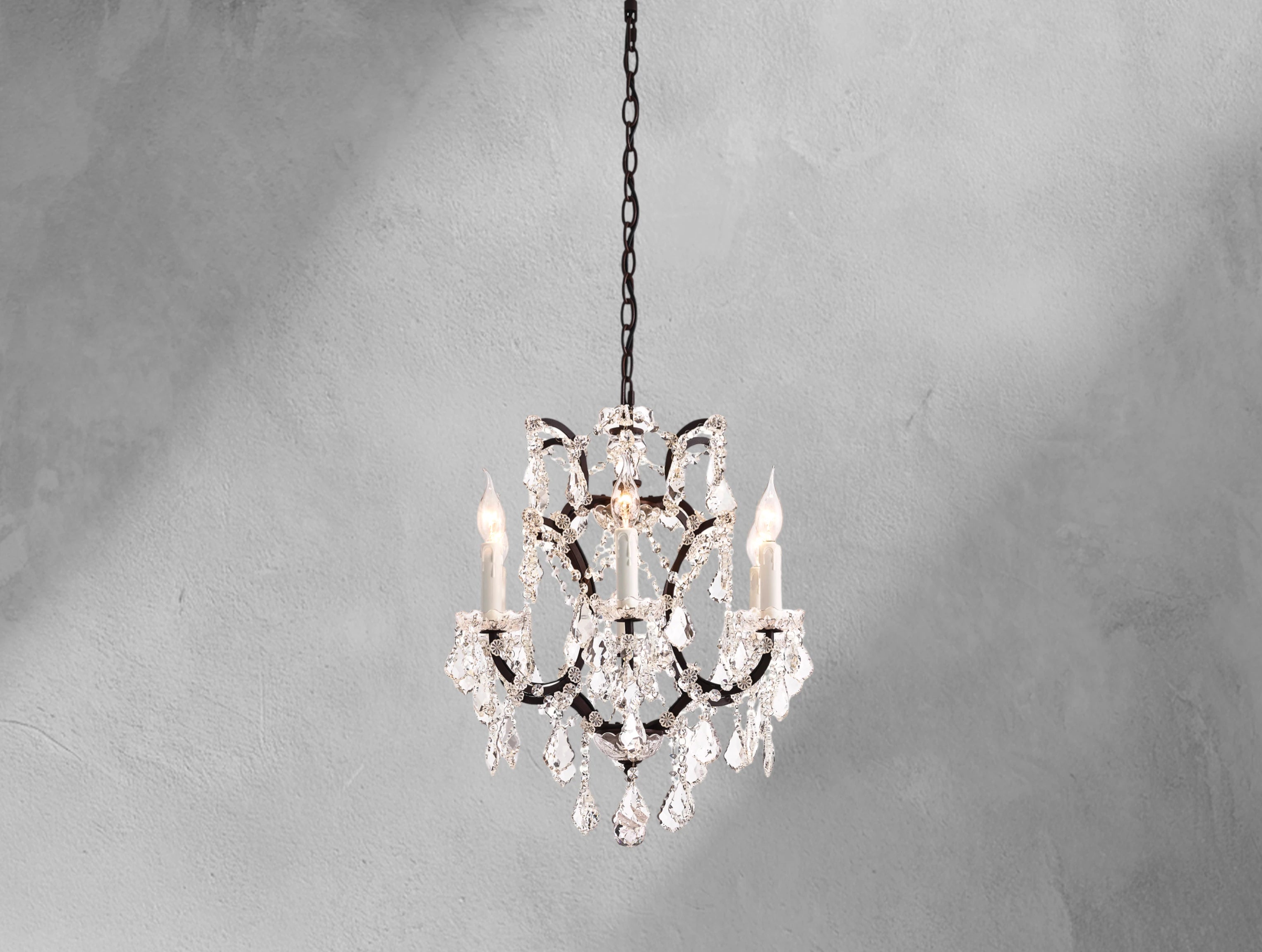 Rocaco Iron & Crystal Round Chandelier