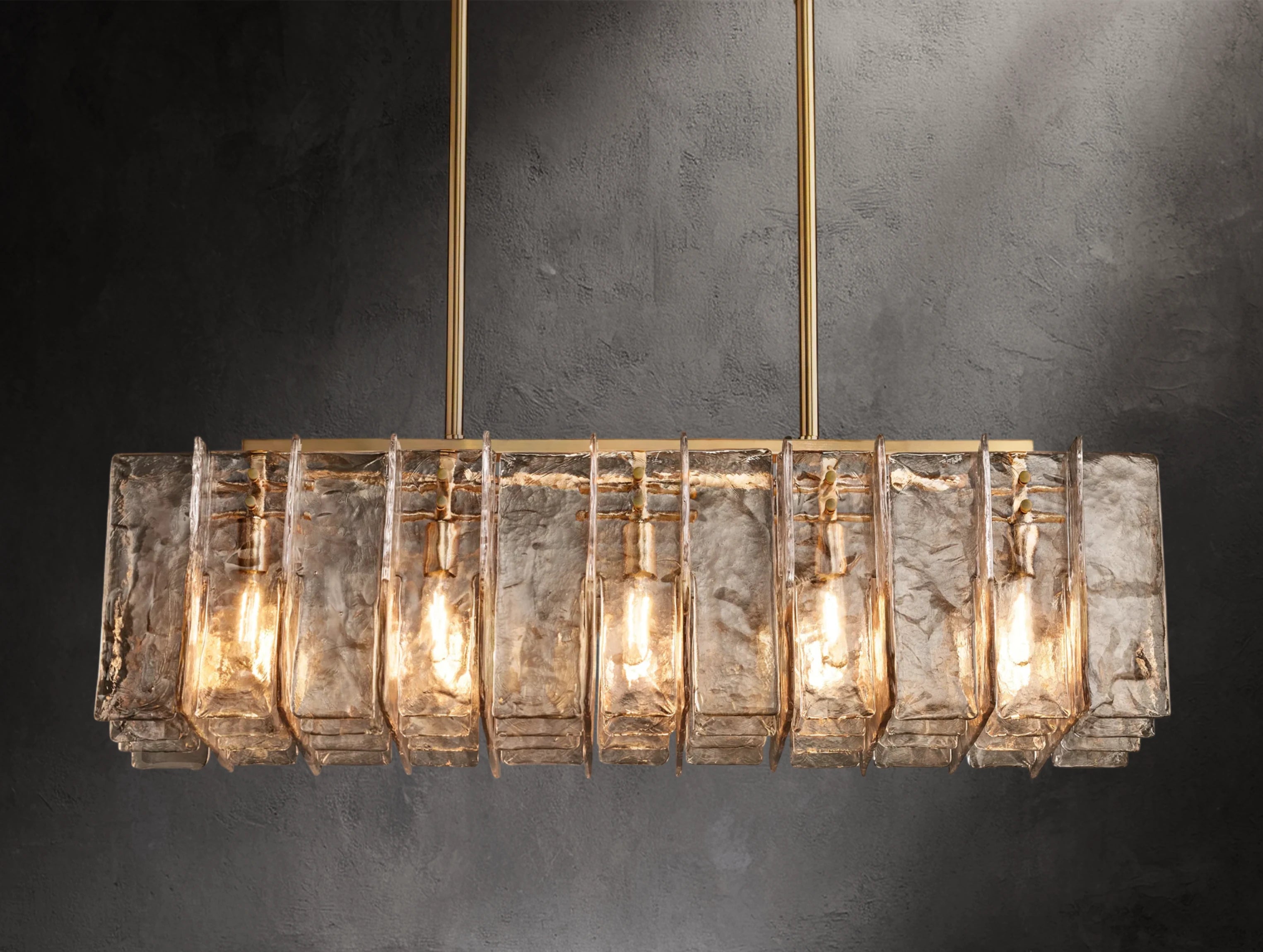 Dryice Glass Rectangular Chandelier