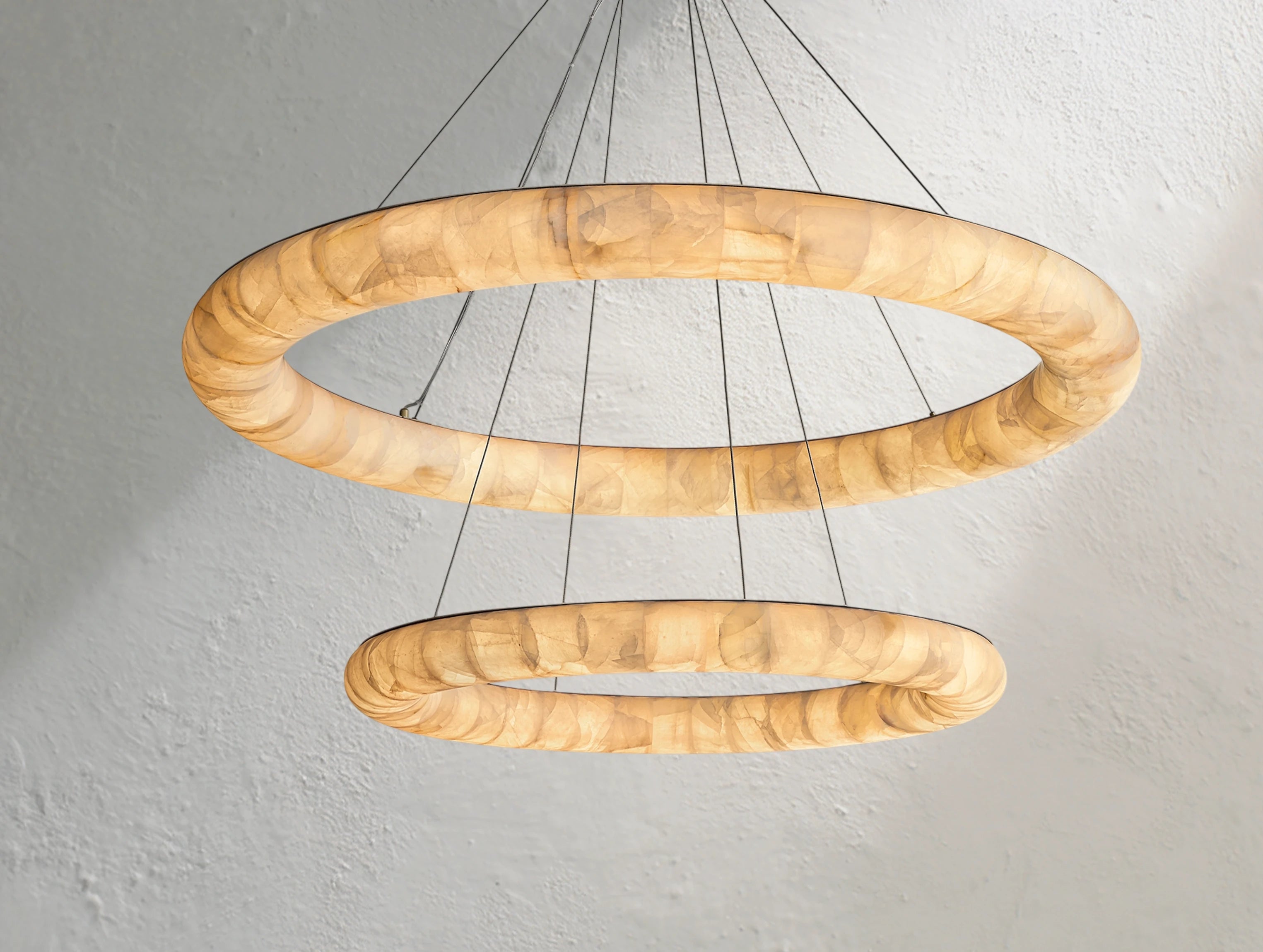 Hamary Two-Tiered Round Alabaster Chandelier