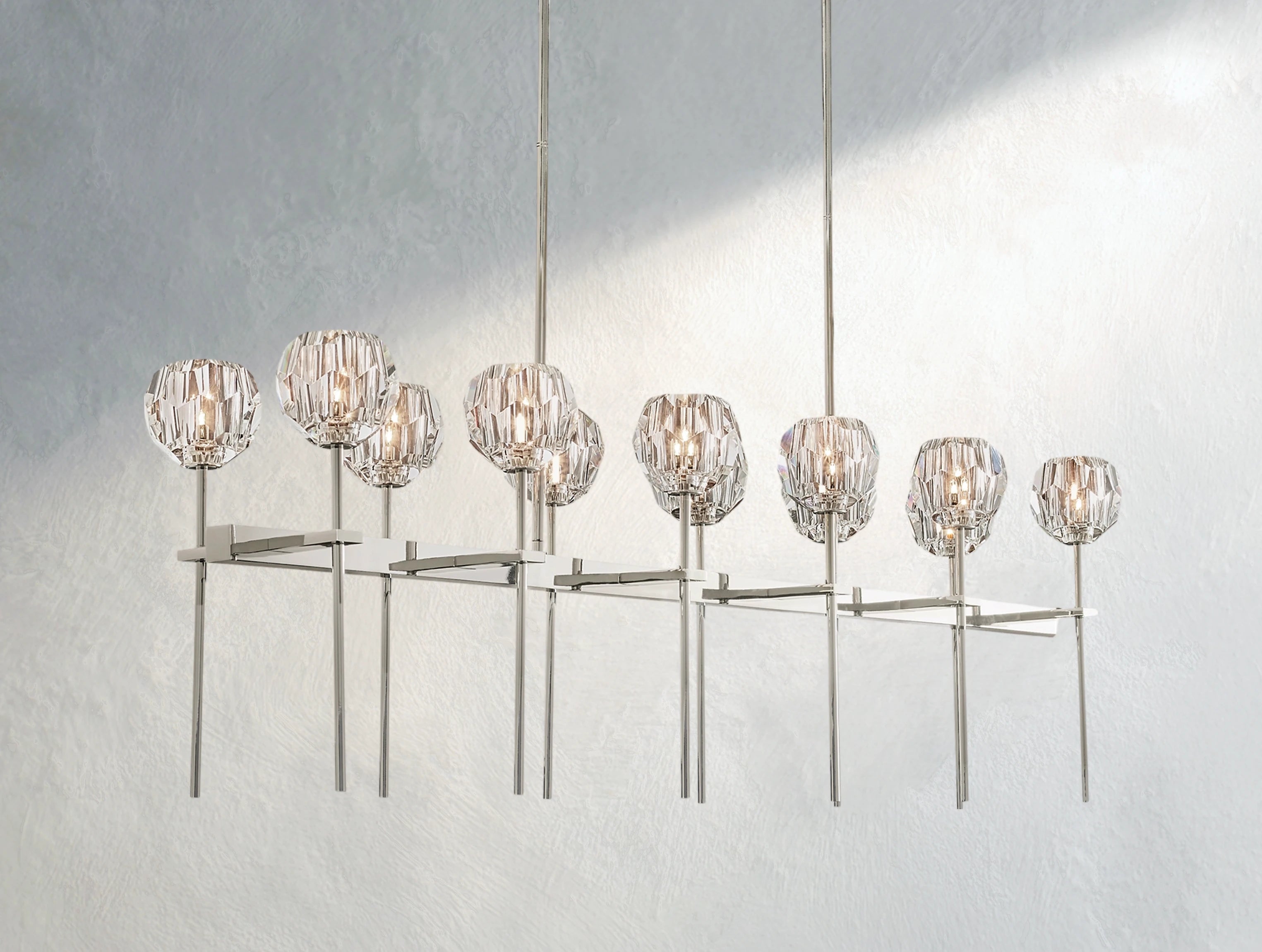 Orbital Cristal Glass Double Linear Chandelier