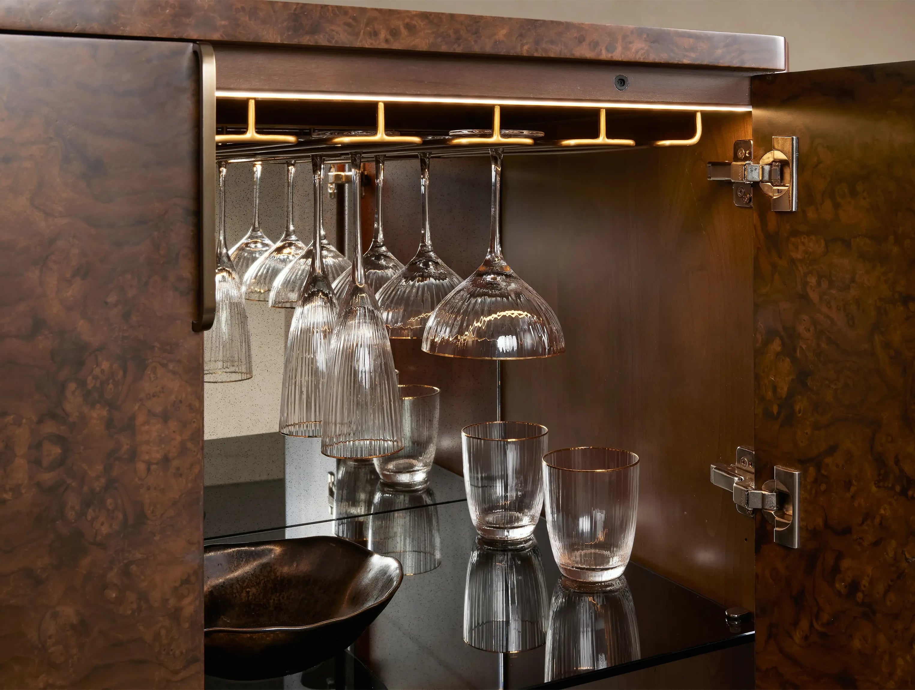 Aurelian Burl Bar Cabinet