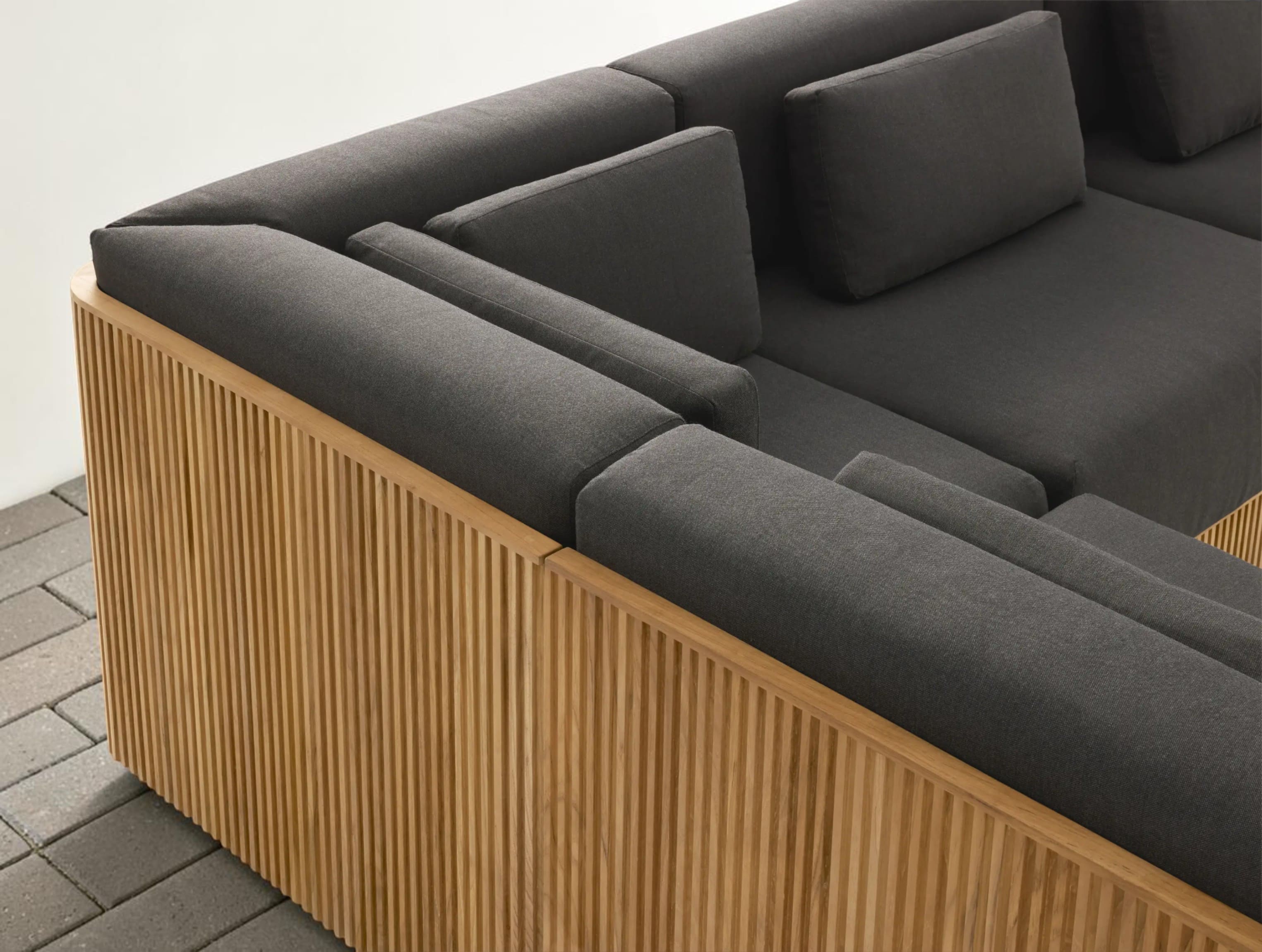 Rolphin Outdoor Teak Six-Piece Sectional with Chaise